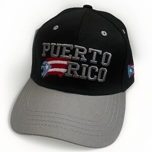 Puerto Rico Embroidered Adjustable Cap Black Gray 100% Cotton Unisex Casual Hat
